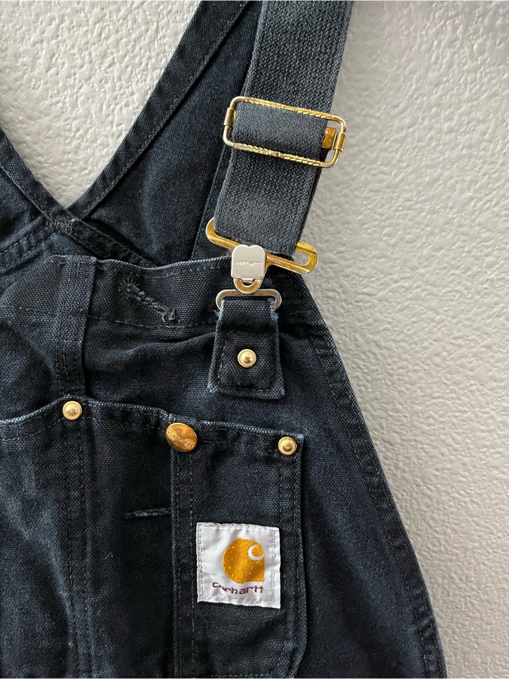 Carhartt Vintage R01 Black Double Knee Bib Overalls Cotton 30/28 Men - Picture 8 of 13